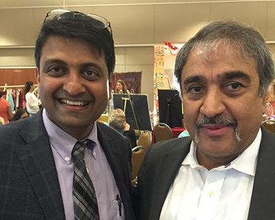 Dr Harish Hosalkar (President of SAPI-San Diego Association of Physicians of Indian Origin) with Pradeep Khosla (Chancellor, University of California, San Diego) as Guests of Honor at the ‘Passage to India’ – Event, in Encinitas, on 28th August 2015.