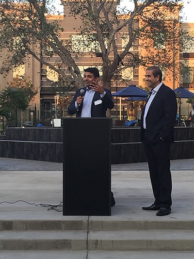 SAPI President Dr Hosalkar with TiE- So-Cal President Naresh Soni at the welcome ceremony for the SAPI-TiE event in Carlsbad, June 20th, 2015