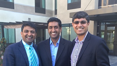 SAPI President Dr Hosalkar with 'Ro Khanna' and Rohit Loomba, MD (SAPI member and well-known and renowned Hepatologist at UCSD- at the SAPI-TiE event in Carlsbad