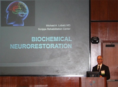 Dr Michael Lobatz delivering his talk at the Neuro-Restorative Care Conference