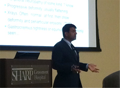 Dr Hosalkar presenting grand rounds at the Sharp Grossmont Hospital in September 2014