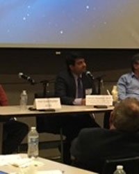 Legend: Dr Harish Hosalkar (President of SAPI) as faculty speaker with other panelists including Prof Falko Kuester,